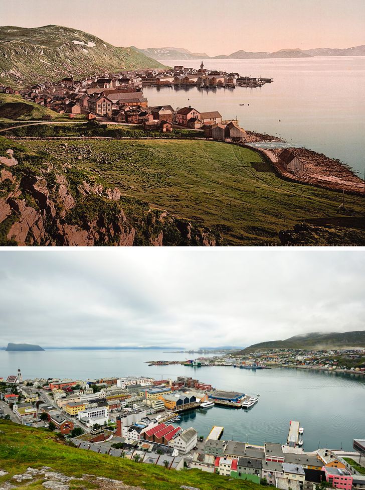 Orașul Hammerfest, Norvegia - 1890 vs. prezent