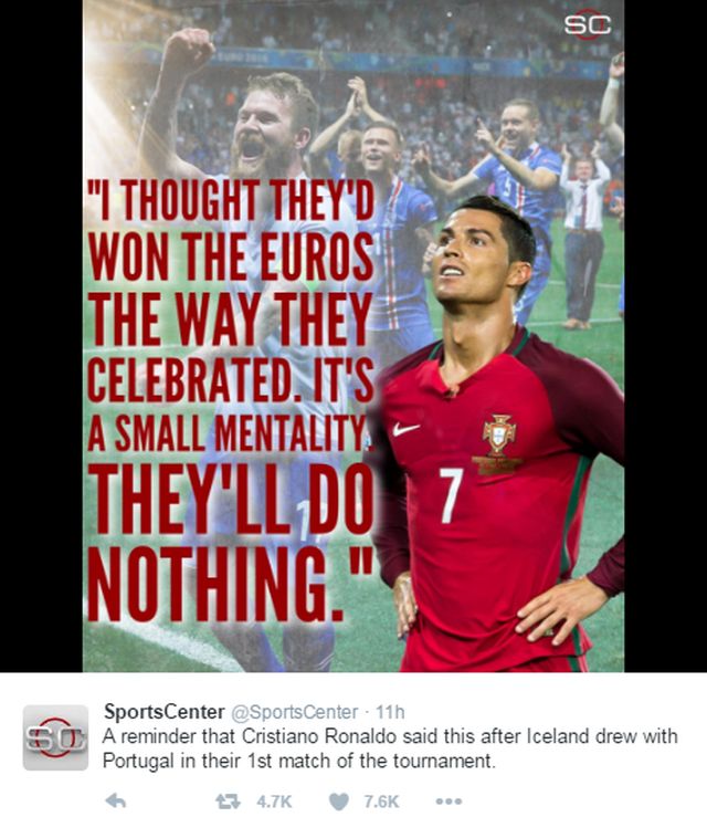 Ronaldo radea de mentalitatea islandezilor