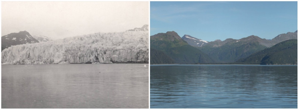 Glaciarul McCarty, iulie 1909 vs august 2004