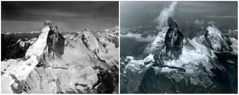 Muntele Matterhorn, august 1960 vs august 2005