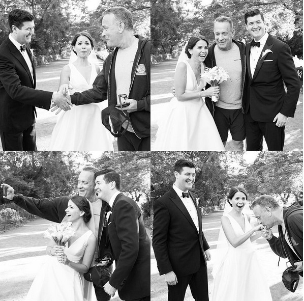 Doi tineri insuratei se intalnesc din intamplare, in parcul in care avea loc sedinta foto, cu actorul Tom Hanks. Acesta face cateva poze cu ei si le ureaza "Casa de piatra"