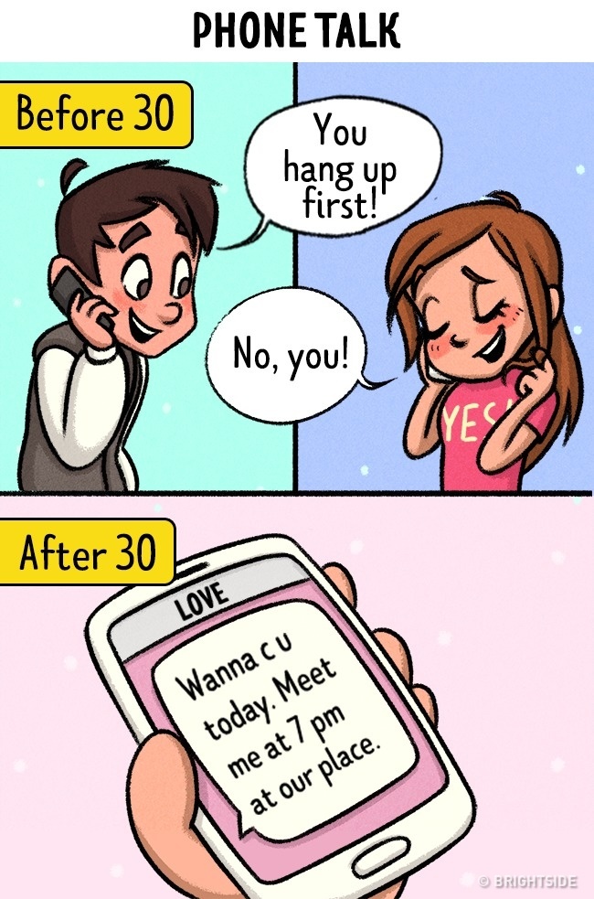 Dupa 30 de ani, conversatiile la telefon cu iubitul se reduc la mesaje scurte si la obiect