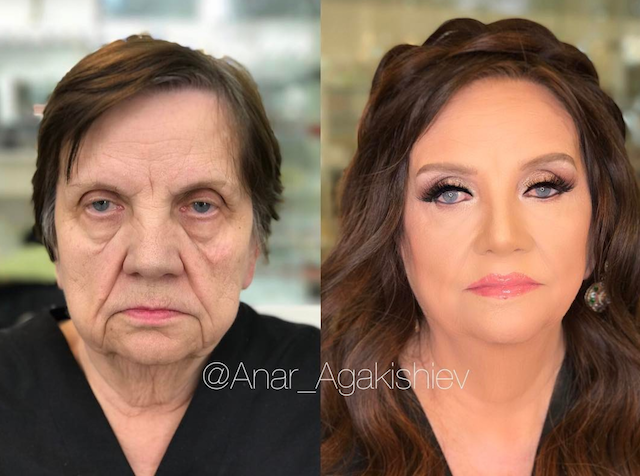 Transformarea prin machiaj a unei femei de 80 de ani