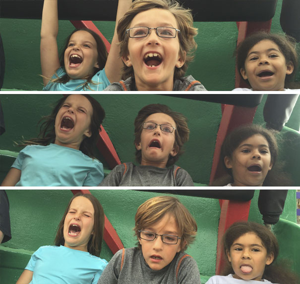 De la panica la extaz. Top 10 cele mai amuzate poze facute in roller coaster
