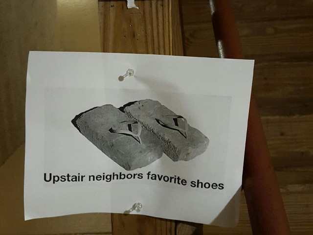 Papucii preferati ai vecinului care locuieste un etaj mai sus