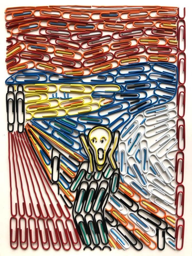 Tabloul „Strigătul” de Munch, făcut din agrafe de birou
