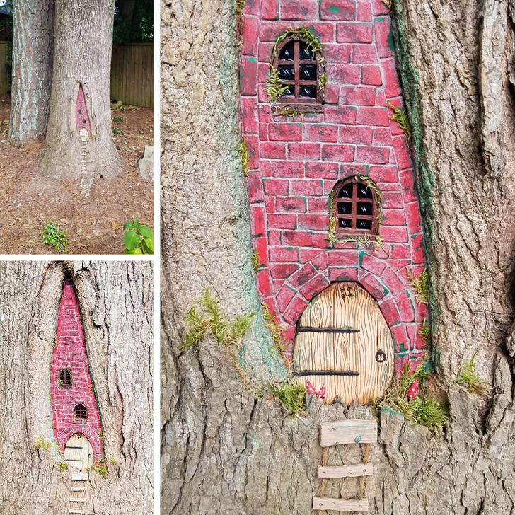 „M-am săturat să văd cicatricea asta veche în copacul nostru, așa că am transformat-o într-o casă de zâne”