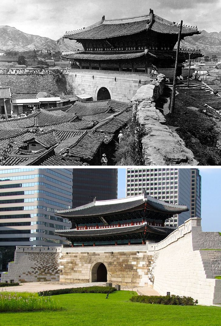 Poarta Sungnyemun, Seul - 1904 vs. prezent